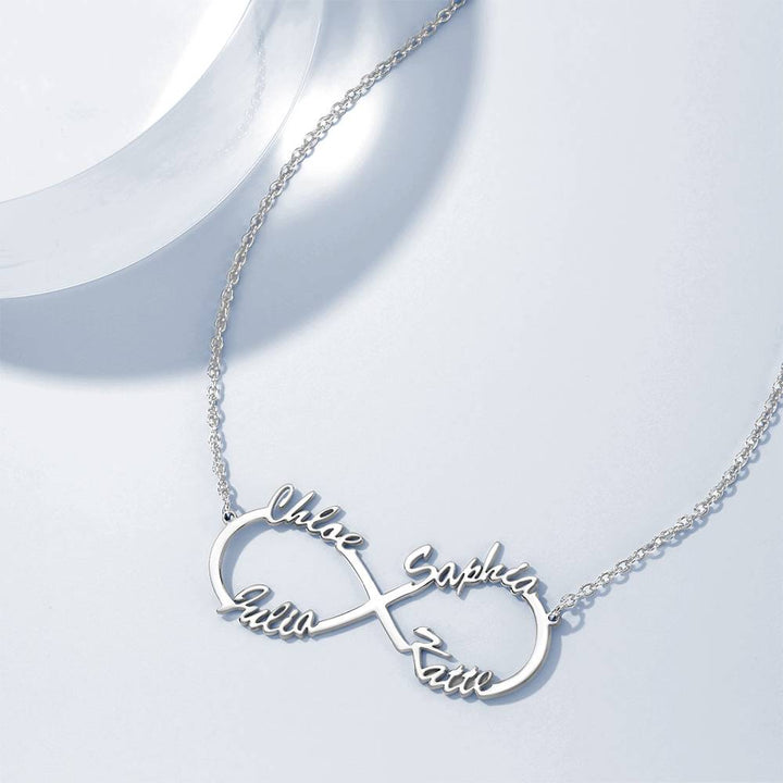 Custom Infinity Name Necklace with Four Names - S925 Silver