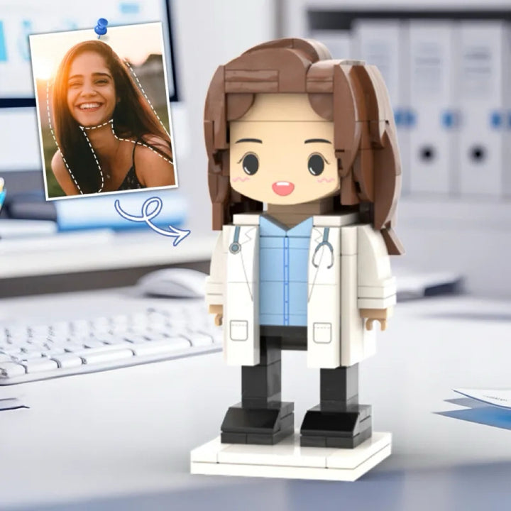 Personalized Head Custom Text Female Doctor Brick Figures Doctor's Day Gift Career Gift