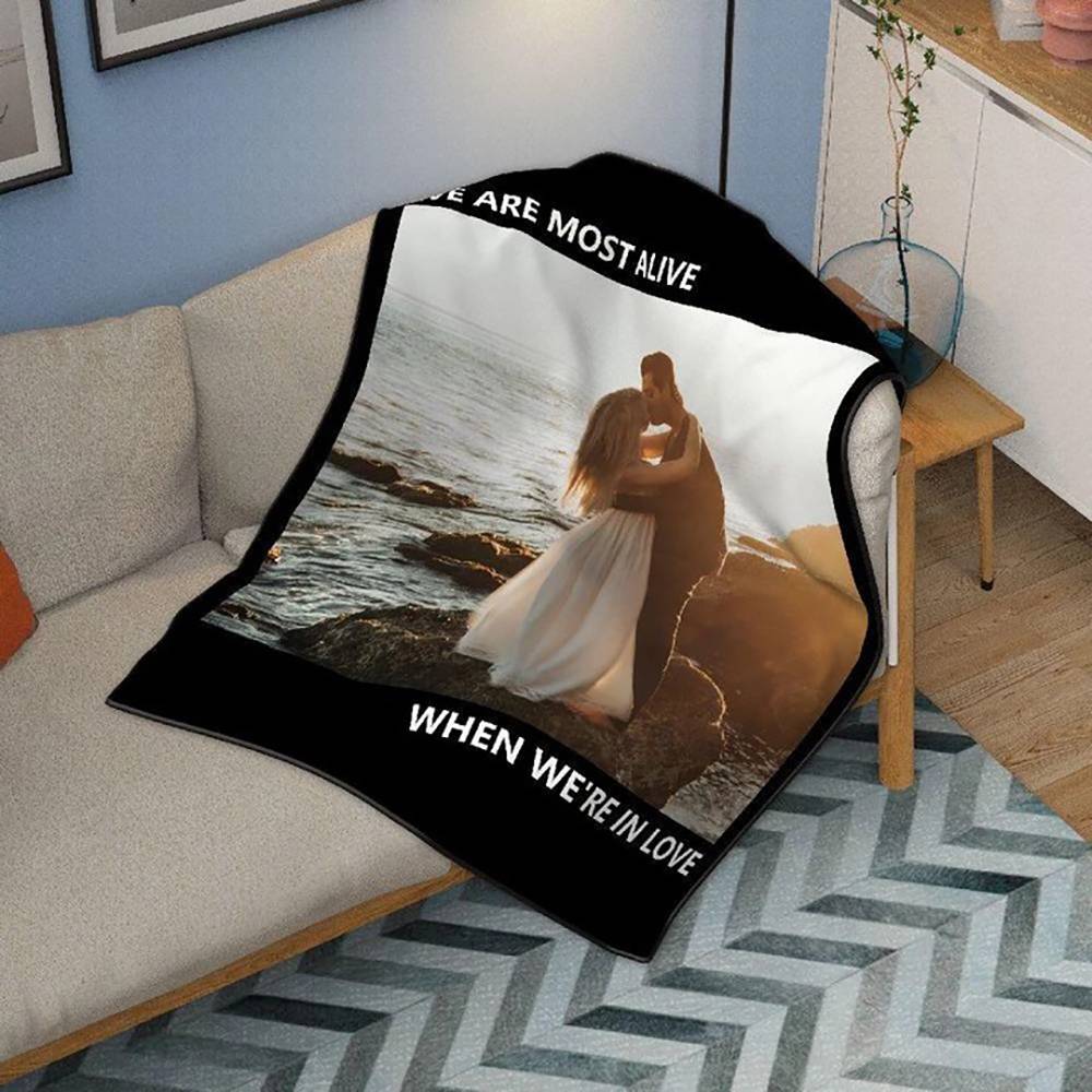 Custom Photo Blanket Fleece Throw Blanket With Text
