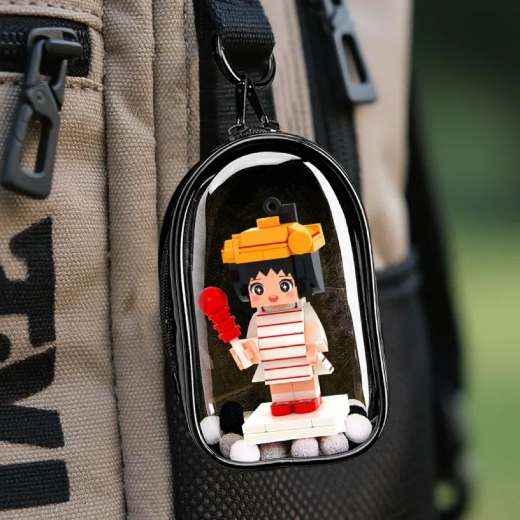 Personalized Mini Brick Figure with Cute Bag Charm Fully Body 1 People Mini Brick Figure Keychain