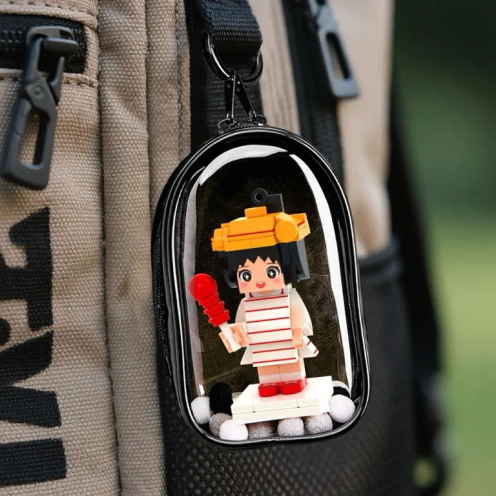 Personalized Mini Brick Figure with Cute Bag Charm Fully Body 1 People Mini Brick Figure Keychain