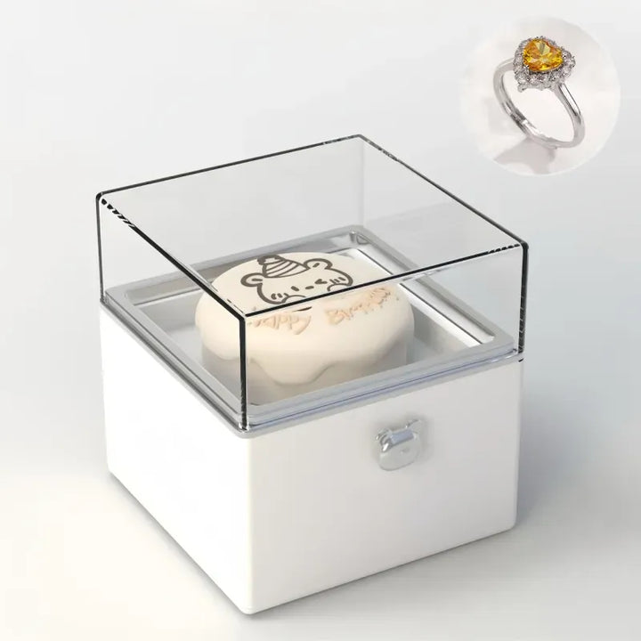 Magical Bear Cake Ring Box Surprise Gift Birthday Gift With Open Adjustable Promise Ring Gift For Lover For Her