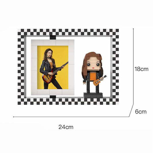 Fully Body Customizable 1 Person Custom Brick Figures with Photo Frame Small Particle Block for Her