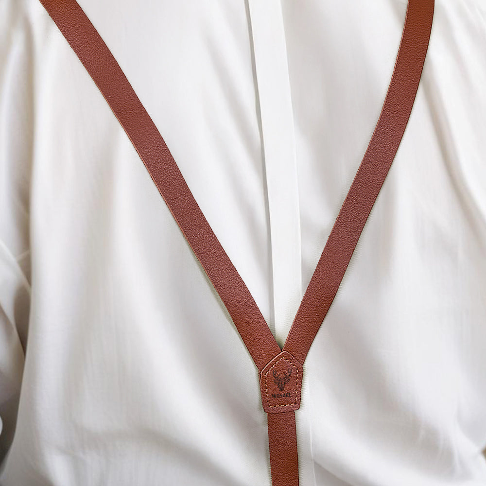 Personalized Men's PU Suspenders with Engraved Name Gifts for Men Groomsmen Accessory