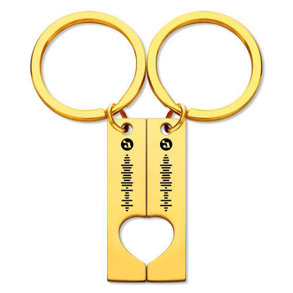 Best Gift For Friend 2 Personalized Music Code Keychain | Heart Cut Out Keychain