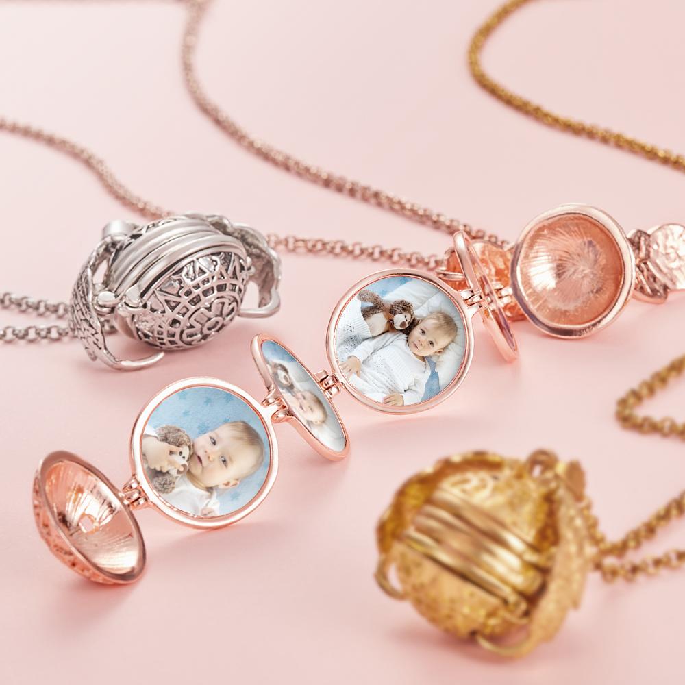 Personalized Angel Wings Expanding Photo Ball Locket Necklace