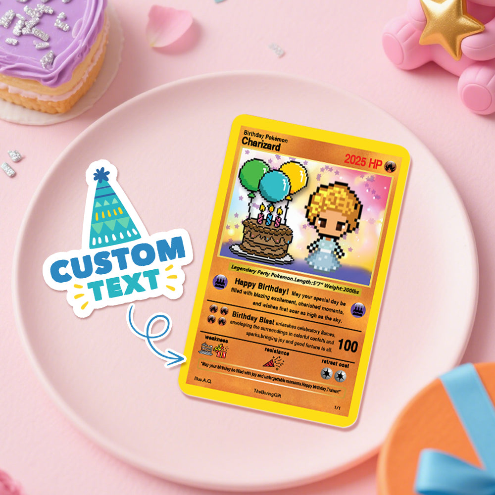 Custom Birthday Poke Card – Create Your Own Cartoon Character Personalized Text Game Card Gift