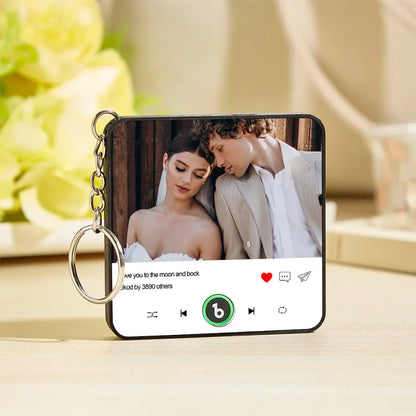 FridgeBeats Custom Photo and Text Music Keychain Music Box Bag Charm That Plays Music Without Cell Phone Best Gifts for Her