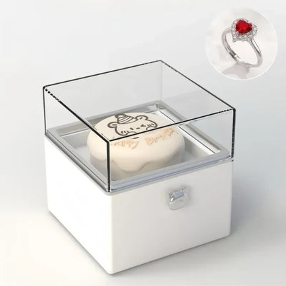 Magical Bear Cake Ring Box Surprise Gift Birthday Gift With Open Adjustable Promise Ring Gift For Lover For Her