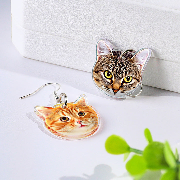 Personalized Pet Earrings (1 Pair) – Custom Dog Cat Portrait 2 Photos Customizable Birthday Gift for Pet Lovers