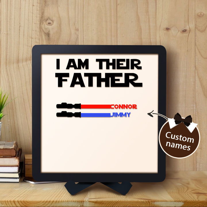 Custom Name Light Saber I AM THEIR FATHER Wooden Sign for Father's Day Gifts