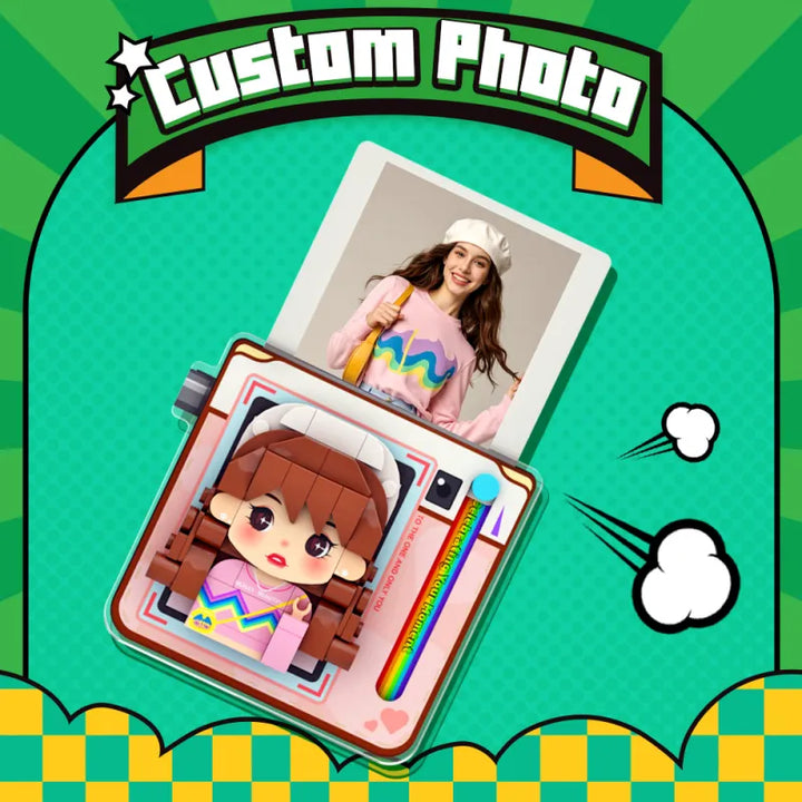 Personalized Brick Figure Fridge Magnets Pink Photo Stickers DIY Gift Fridge Magnets Gifts For Girlfriend Boyfriend Valentines Day