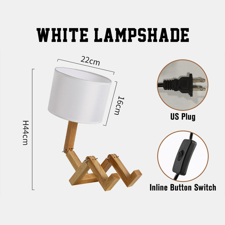 Wooden Robot Table Lamp – Creative Bedside Lamp for Bedroom Artistic Decor Light for Living Room Birthday & Christmas Gift