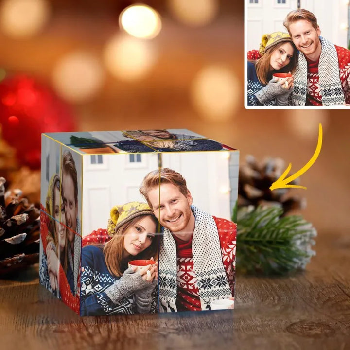 Custom Halloween Photo Cube – Personalized Halloween Gift Christmas Gift & Holiday Decor