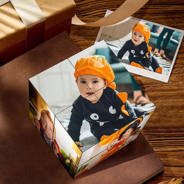 Custom Halloween Photo Cube – Personalized Halloween Gift Christmas Gift & Holiday Decor