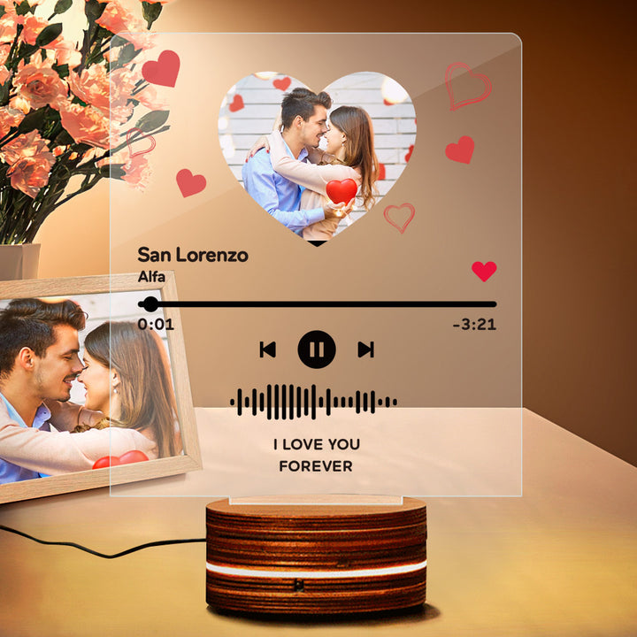 Custom Album Cover Glass Acrylic Music Plaque Night Light 7 Colors Changing