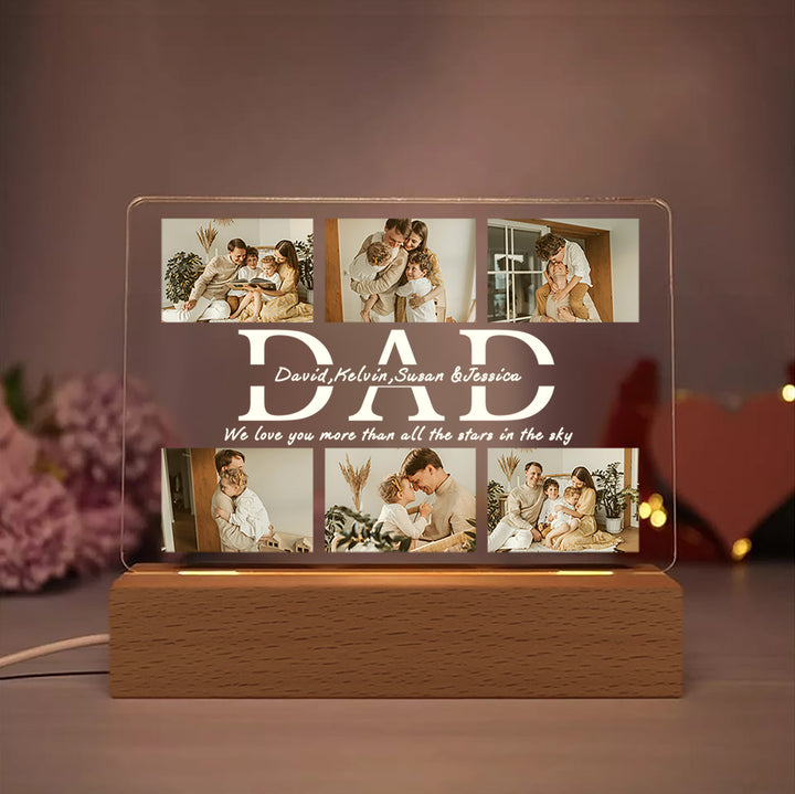 Personalized DAD LED Night Light Custom 6 Photos and Text Acrylic Lamp