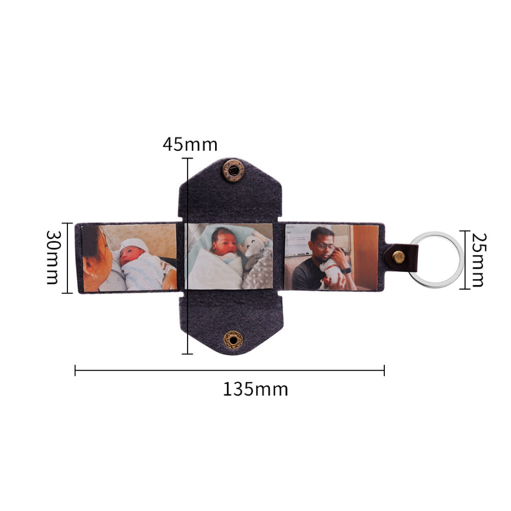 Mini Envelope Photo Keychain Personalized Vintage Engraved PU Leather Keychain Father's Day Gifts