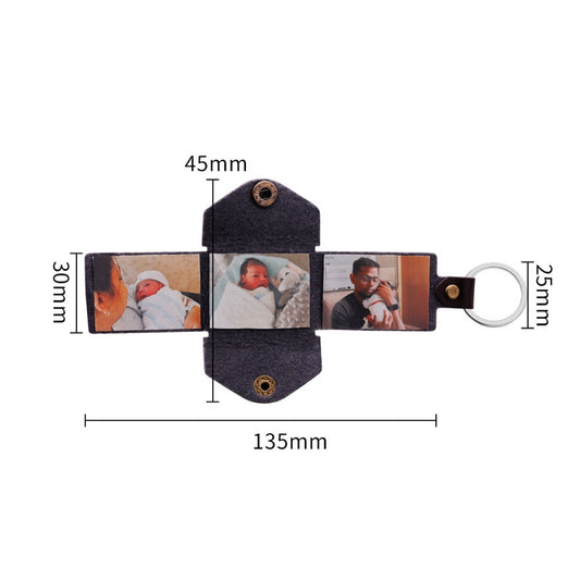 Mini Envelope Photo Keychain Personalized Vintage Engraved PU Leather Keychain Father's Day Gifts