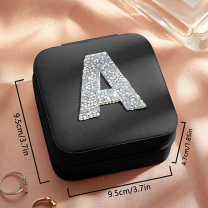 Personalized Jewelry Box with Glitter Letter Bridesmaid Gift for Her