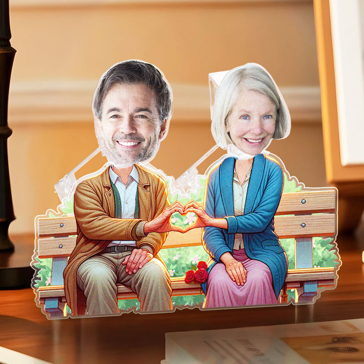 Personalized Face Grow Old Together Shaking Head Standee Gift for Dad and Mom
