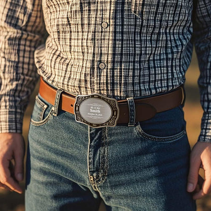 Personalized Western Cowboy Name Belt Buckle for Men Wedding Gift for Groom