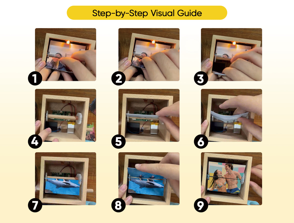 Custom 8 Photos Music Flipbook Frame Animation Machine Detachable Photos Mechanical Hand-cranked Photo Album