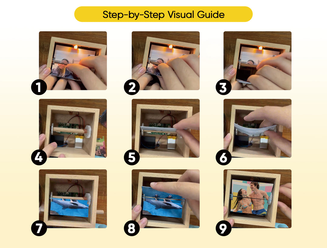 Custom 8 Photos Music Flipbook Frame Animation Machine Detachable Photos Mechanical Hand-cranked Photo Album