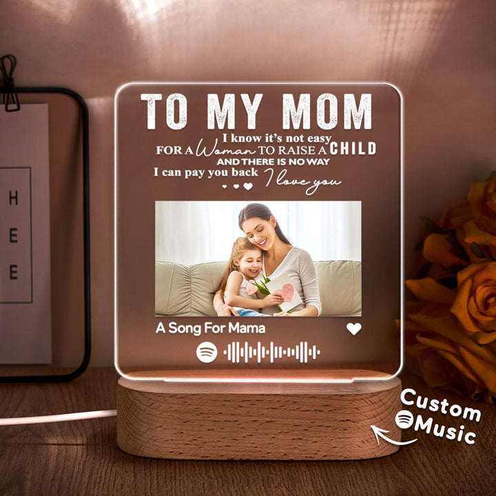 Personalized Music Plaque Photo Night Light Song Plaque Custom Photo Lamp Music Code Engagement Anniversary Gift for Dad