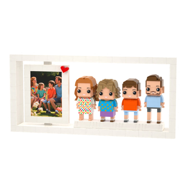 Custom Full-Body Brick Figures of 4 People with Frame Personalized Anniversary Gift Birthday Gift