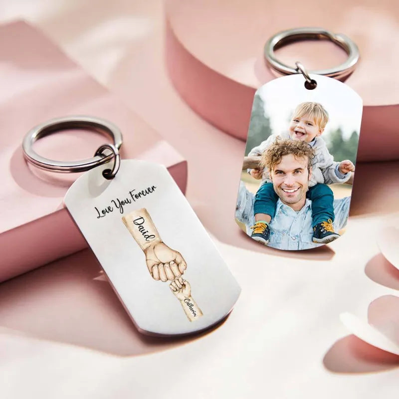 Custom Bump Keychain Best Dad Ever Keychain Photo Keyring Father's Day Gift