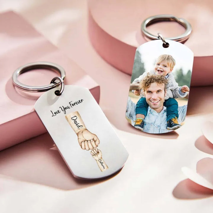 Custom Bump Keychain Best Dad Ever Keychain Photo Keyring Father's Day Gift