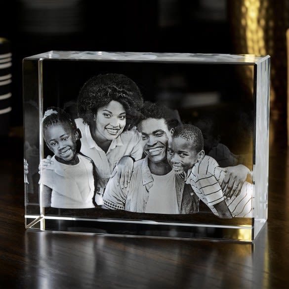 2D 3D Laser Engraved Crystal Cube Custom Photo Block