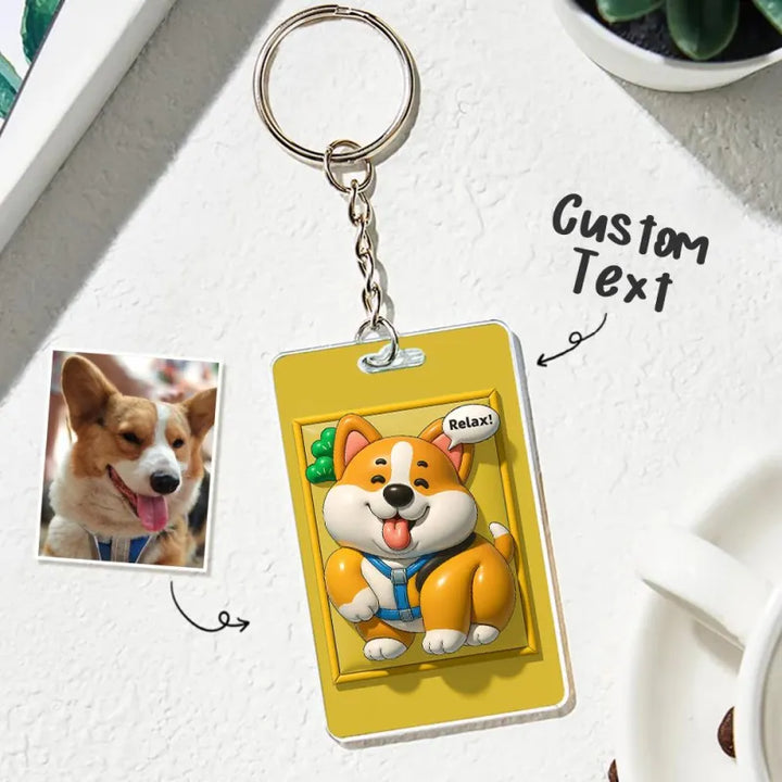 Custom Photo 3D Inflated Effect Pet Photo Keychain Gift for Pet Lover