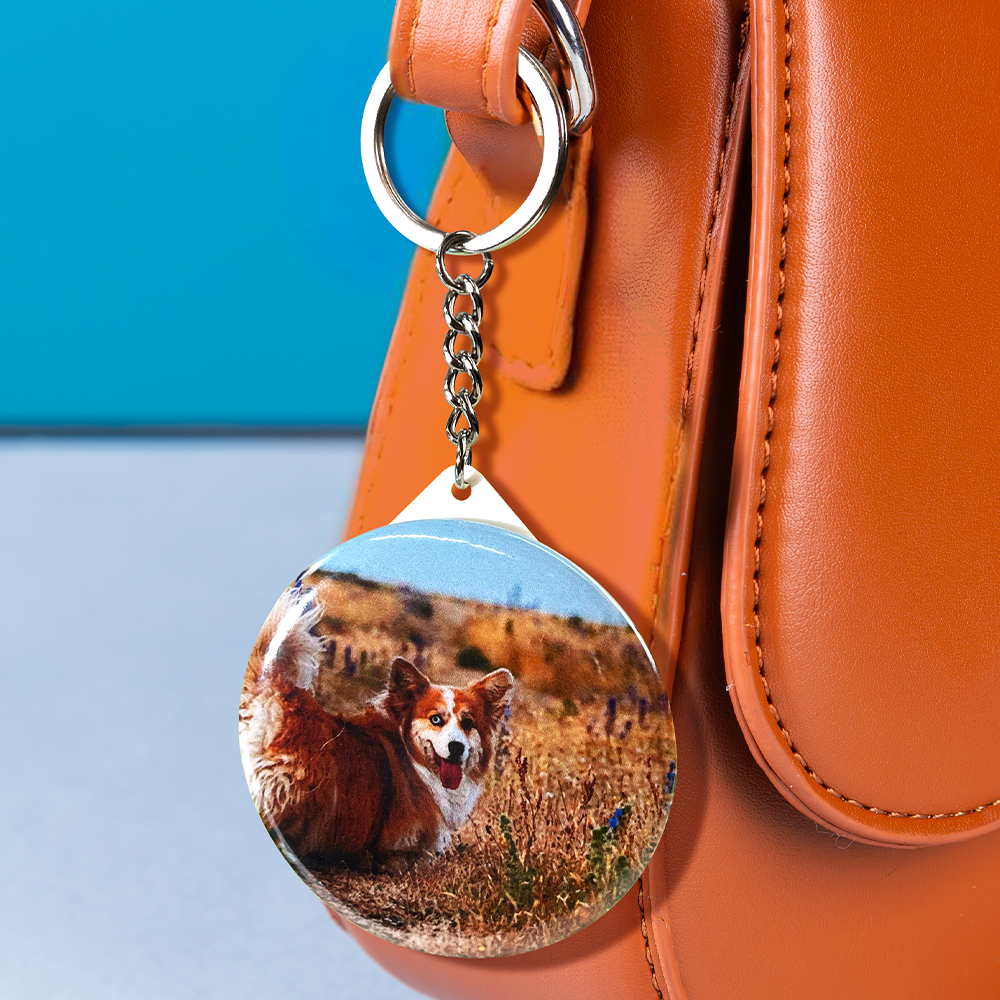 Personalised Photo Keychain with Round Mirror Keychain Gift for Her
