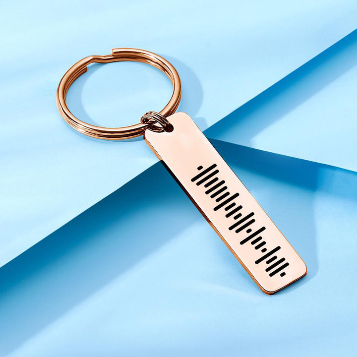 Single Side Engraved Stainless Steel Scannable Code Music Keychain