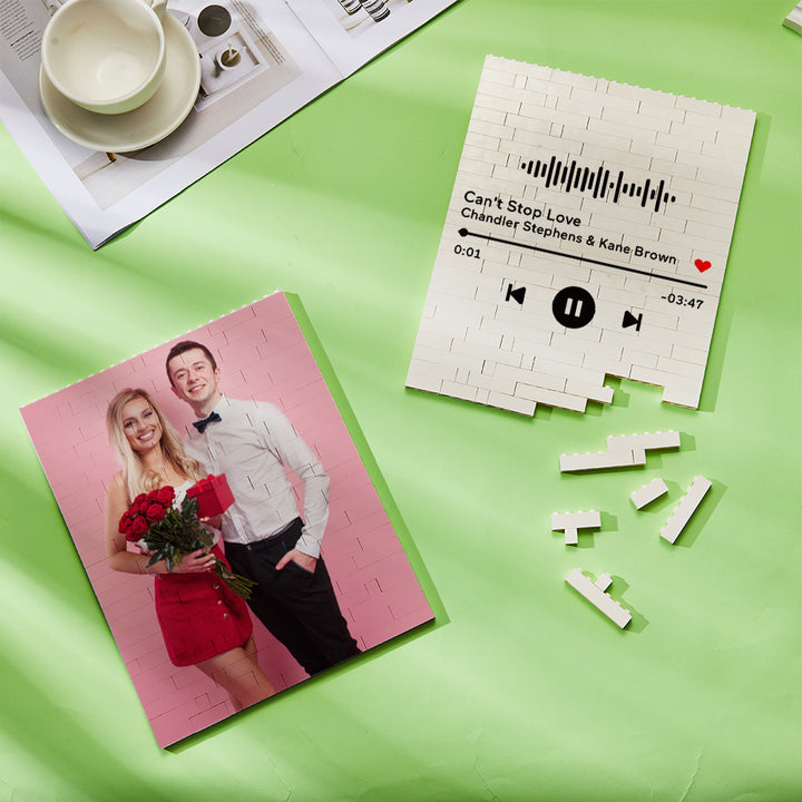 Personalised Building Brick Rectangle Scannable Code Photo Block