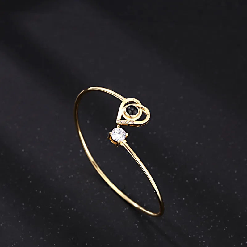 Custom Projection Bracelet Personalized Photo Bracelet Heart Jewelry Gift for Her