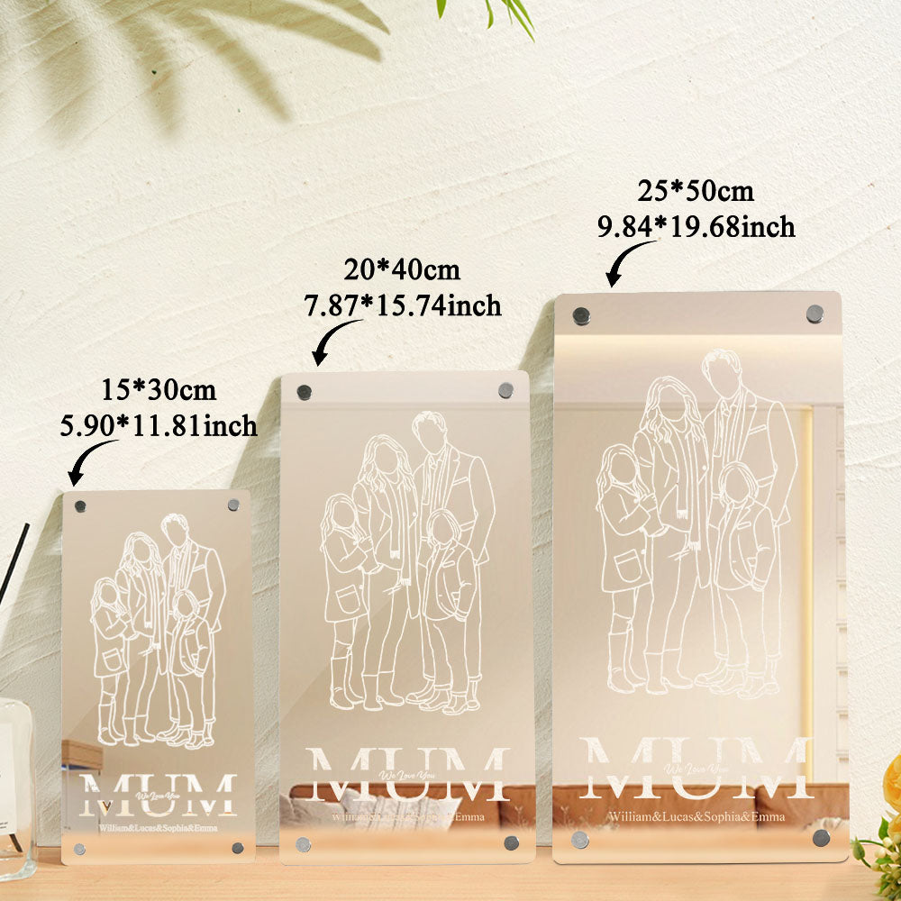 Personalized Mirror Light Silhouette Photo Mirror Light Mother's Day Gifts for Mom