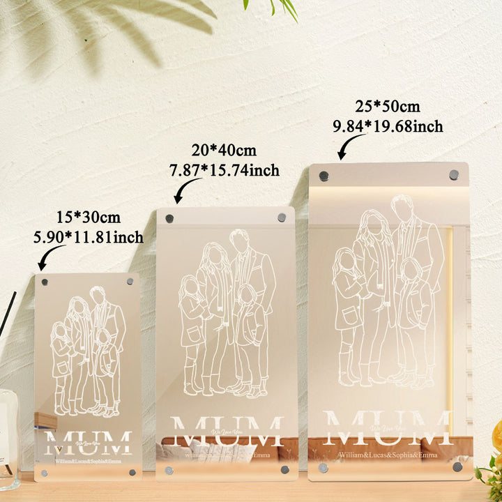 Personalized Mirror Light Silhouette Photo Mirror Light Mother's Day Gifts for Mom