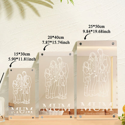 Personalized Mirror Light Silhouette Photo Mirror Light Mother's Day Gifts for Mom