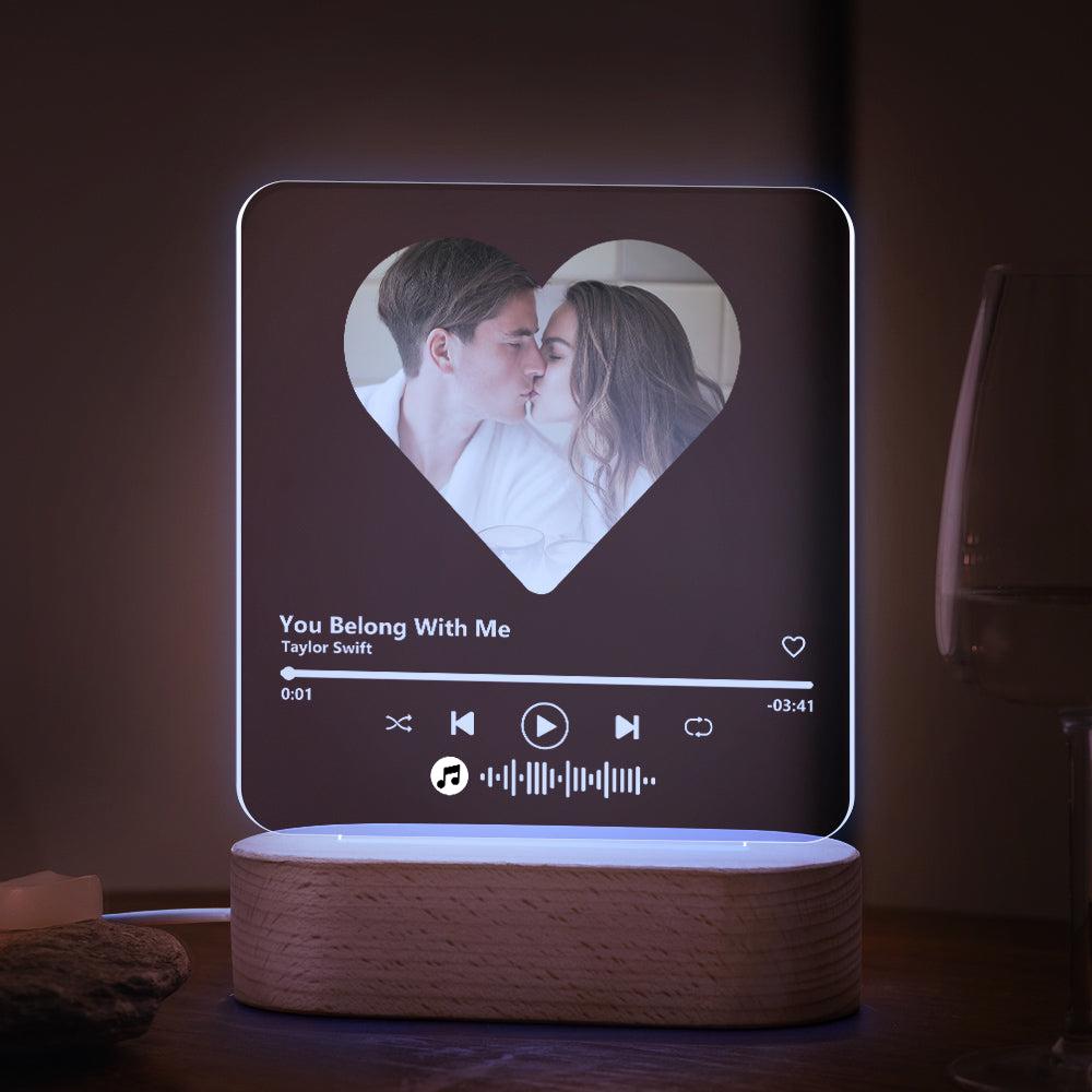 Custom Music Code Heart 7 Color Lamp For Dad Acrylic Music Plaque Night Light