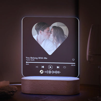 Custom Music Code Heart 7 Color Lamp For Dad Acrylic Music Plaque Night Light