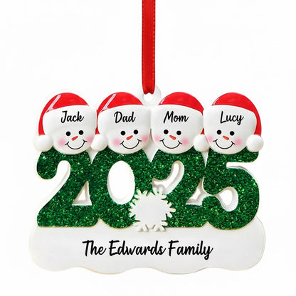 Custom Family Name & Year Snowman Ornament – Personalized Christmas Tree Decoration