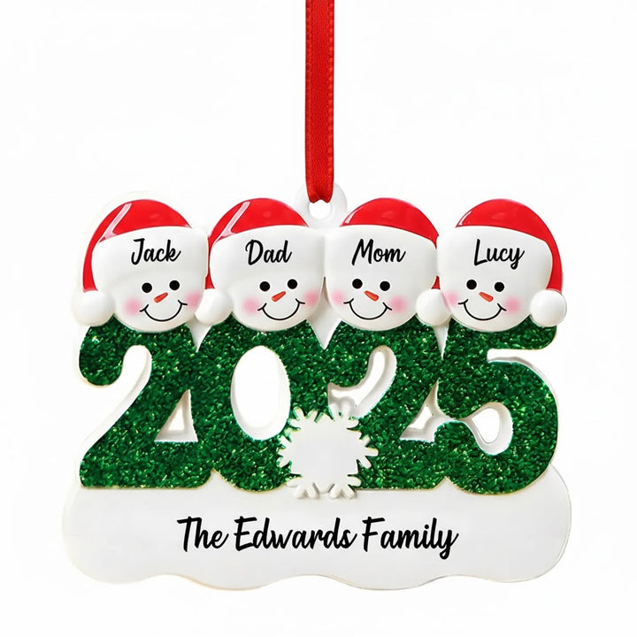 Custom Family Name & Year Snowman Ornament – Personalized Christmas Tree Decoration