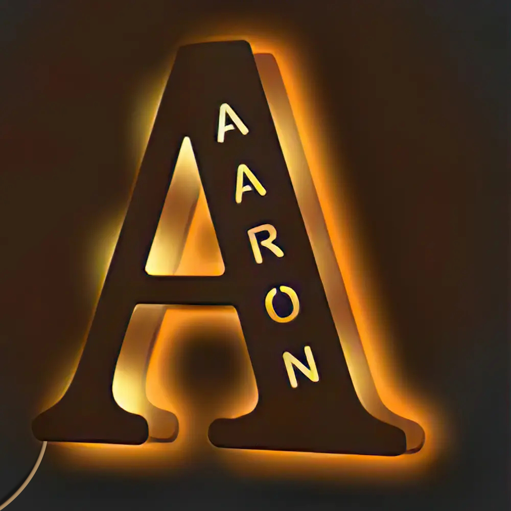Personalised Wooden Letter Lamp Custom Name Alphabet Night Lights 19CM