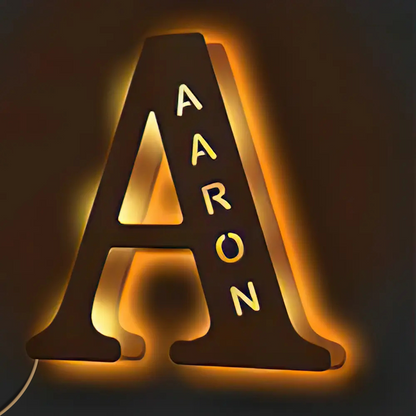 Personalised Wooden Letter Lamp Custom Name Alphabet Night Lights 19CM