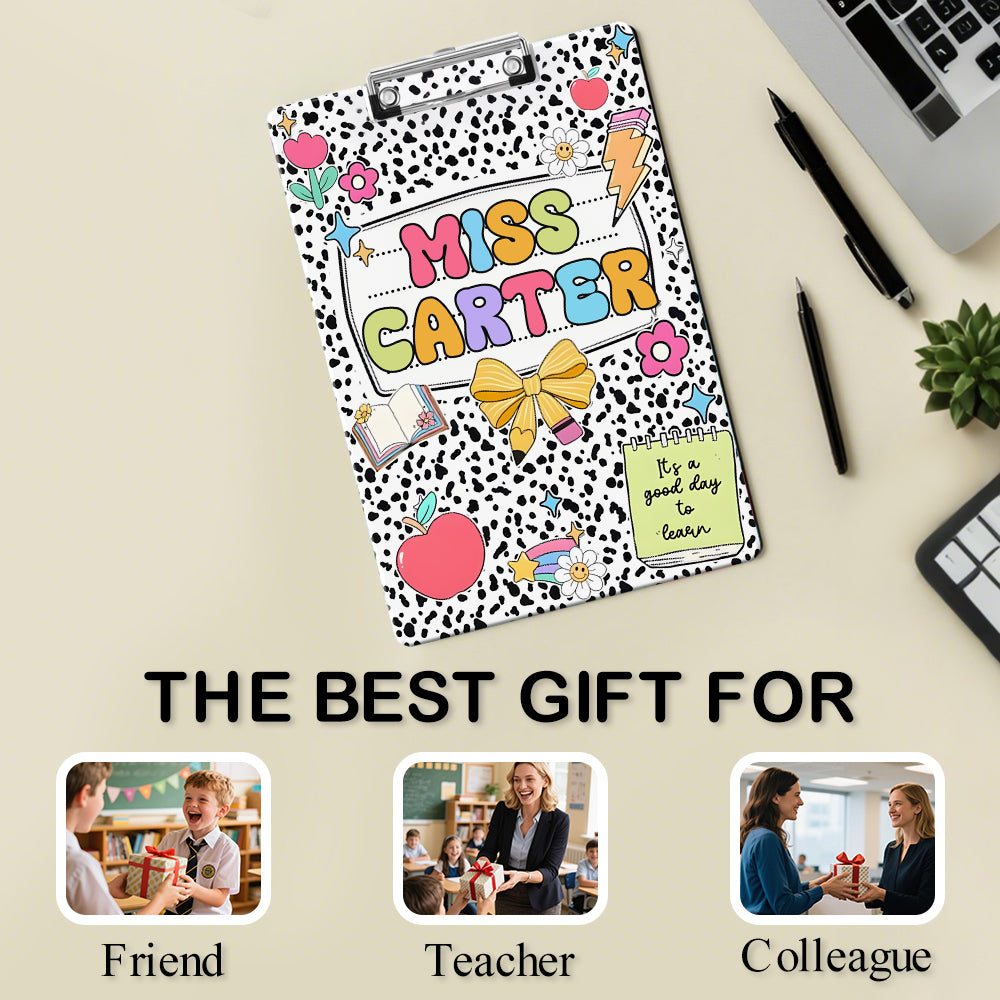 Custom Text Name Folder with Cute Stationery Design – Teacher's Day & Back to School Gift