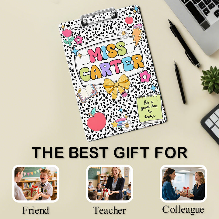 Custom Text Name Folder with Cute Stationery Design – Teacher's Day & Back to School Gift
