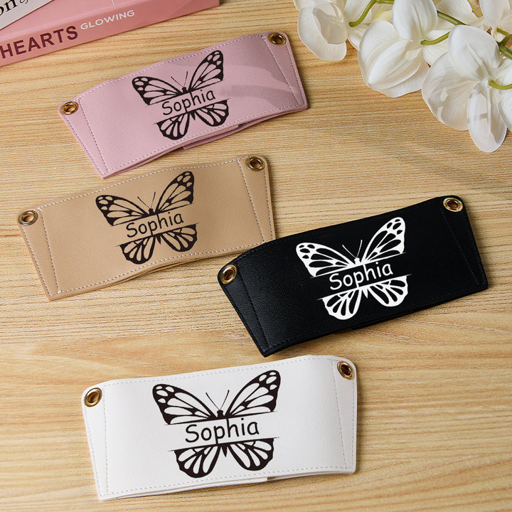 Personalized Butterfly Water Bottle Carrier Bag for 40oz Stanley Tumbler with Adjustable Strap Gift for Women